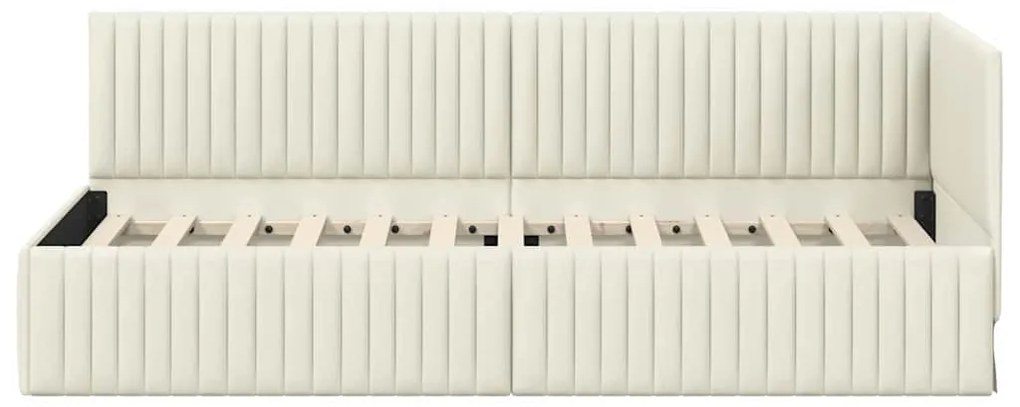 vidaXL Κρεβάτι Γωνίας με κεφαλάρι Κρεμ 80 x 200 cm Βελούδο