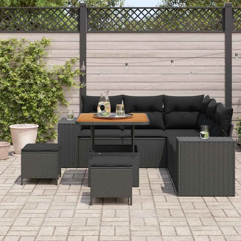 vidaXL Σετ Καναπέ Κήπου 8 pcs Μαύρο συνθετικό ρατάν