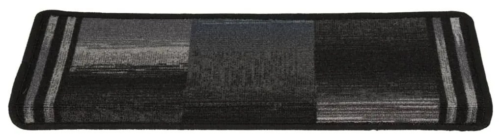Πατάκια Σκάλας Αυτοκόλλητα 15 τεμ. Μαύρα / Γκρι 65x21x4 εκ. - Μαύρο
