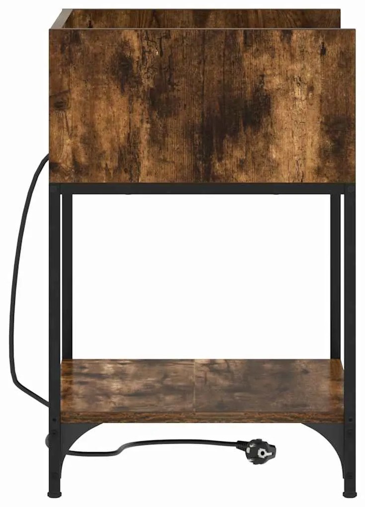 vidaXL Κομοδίνο Καπνιστή δρυς 40 x 40 x 61 εκ Επεξεργασμένο ξύλο