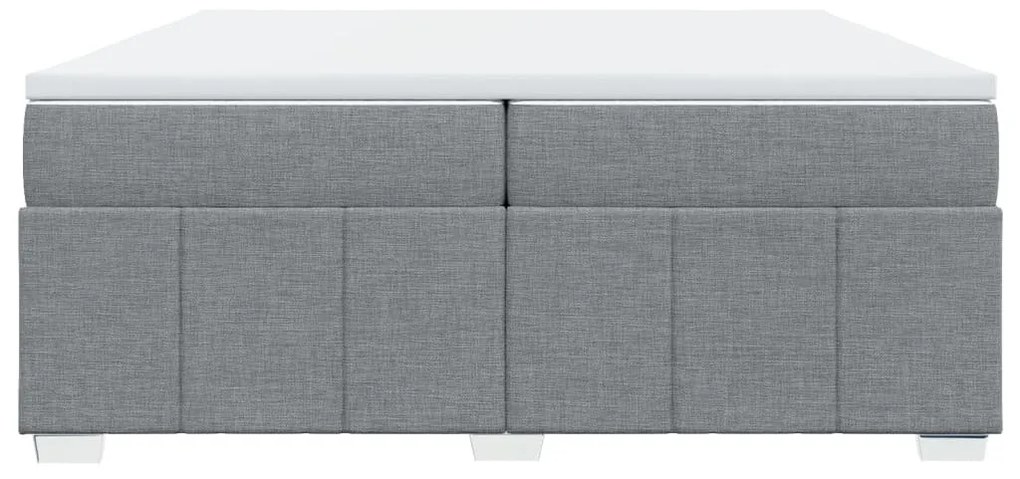 vidaXL Κρεβάτι Boxspring με Στρώμα Ανοιχτό Γκρι 200x200 εκ. Υφασμάτινο