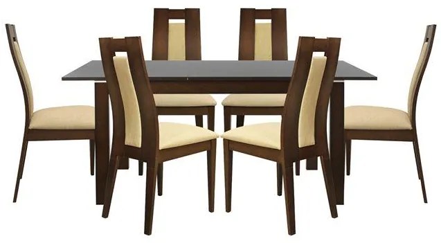 Σετ τραπεζαρίας C10057 7 τεμ με 6 καρέκλες και Τραπέζι Ανοιγόμενο 120+30x80x75 εκ.
