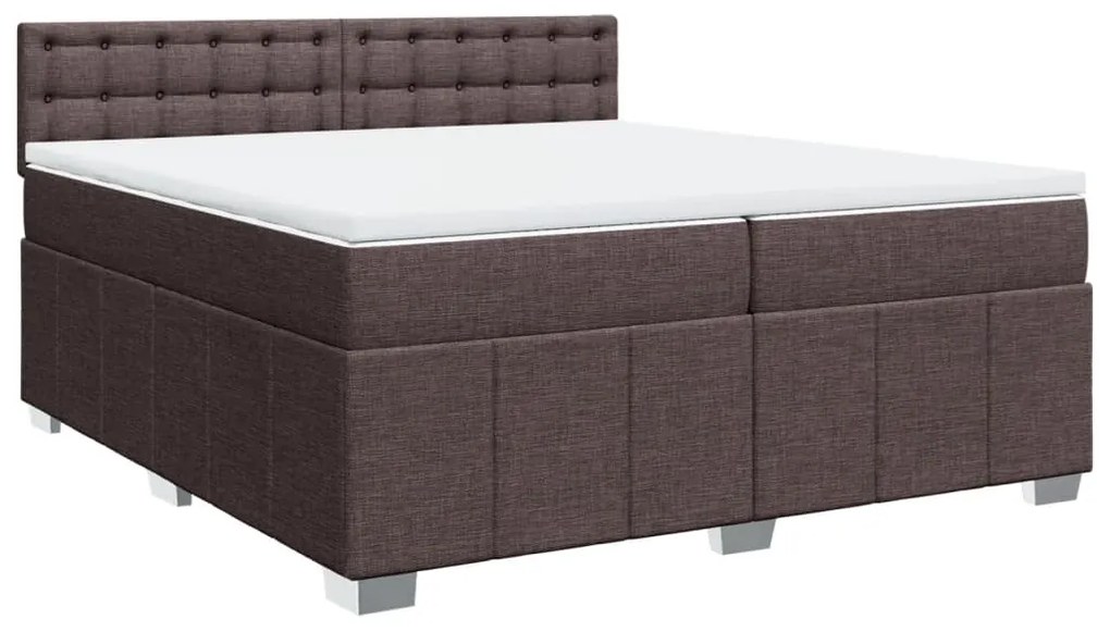 vidaXL Κρεβάτι Boxspring με Στρώμα Σκούρο Καφέ 200x200 εκ. Υφασμάτινο