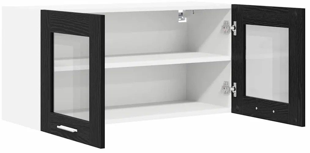 vidaXL Κρεμαστό ντουλάπι Μαύρος Δρυς και Λευκό 80 x 31 x 40 εκ