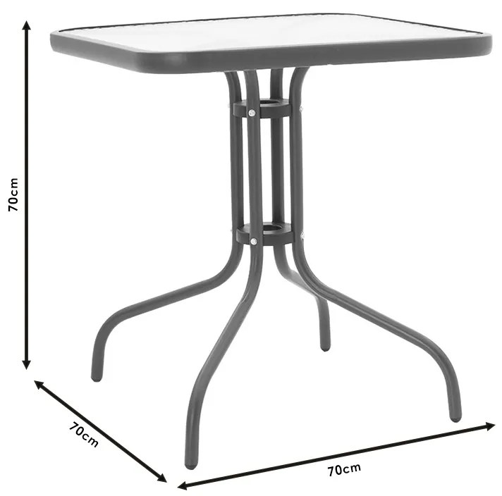 Τραπέζι Watson pakoworld μέταλλο γκρι-γυαλί 70x70x70εκ - 130-000033 - 130-000033