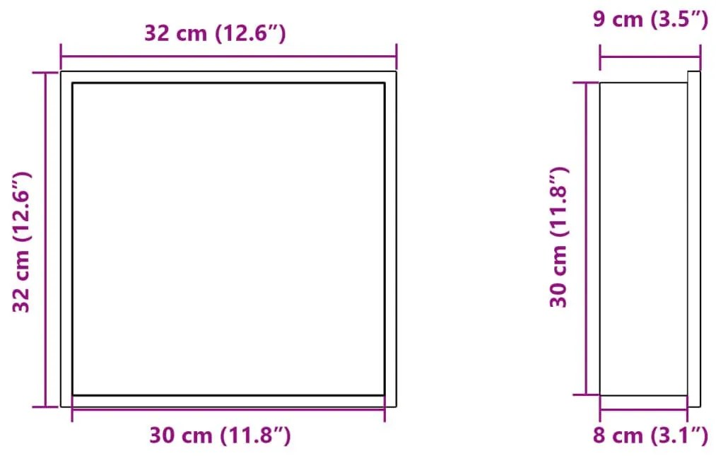 Εσοχή Ντους Βουρστ. Μαύρο Ματ 32x32x9 εκ. Αν. Ατσάλι - Μαύρο