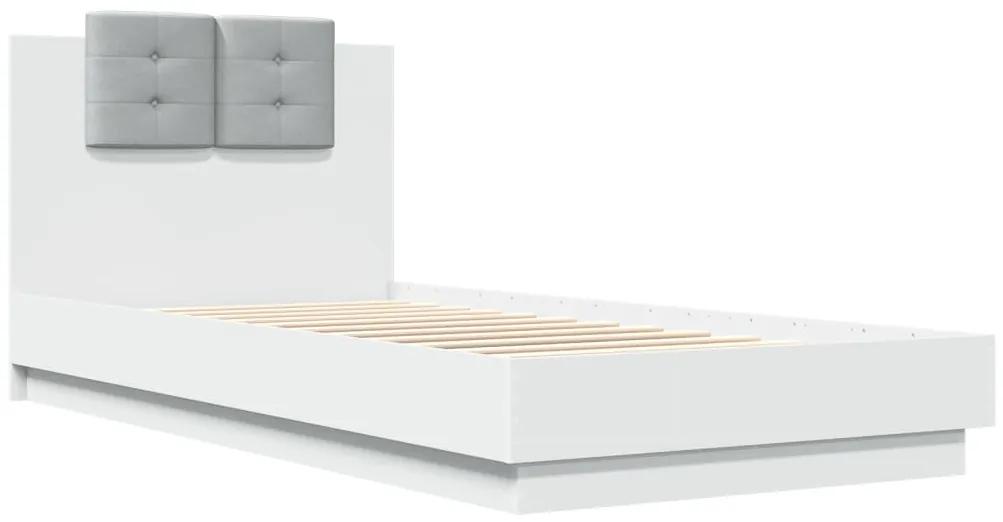 vidaXL Πλαίσιο Κρεβατιού με Κεφαλάρι Λευκό 90x200 εκ. Επεξεργ. Ξύλο