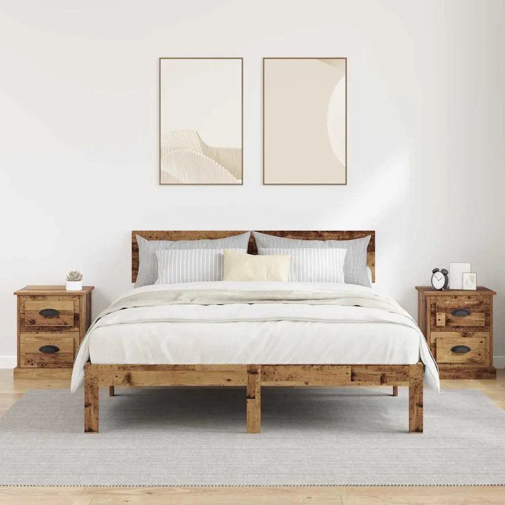 vidaXL Κομοδίνο 2 pcs Παλαιό ξύλο 39 x 39 x 47.5 εκ Επεξεργασμένο ξύλο