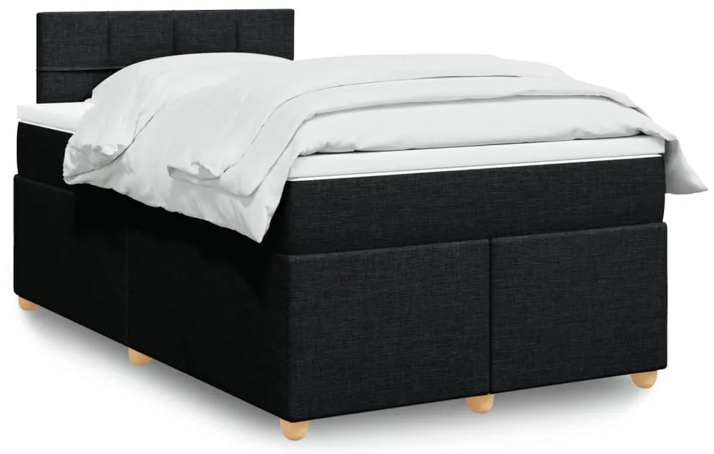 vidaXL Κρεβάτι Boxspring με Στρώμα Μαύρο 120x200 εκ. Υφασμάτινο