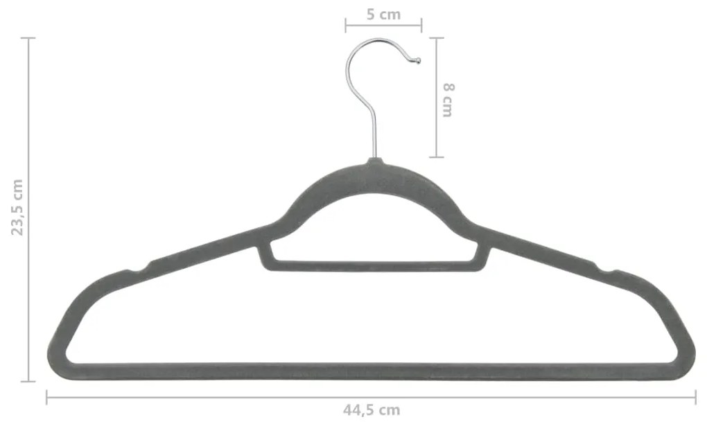 vidaXL Κρεμάστρες Ρούχων Σετ 20 τεμ. Αντιολισθητικές Γκρι Βελούδο