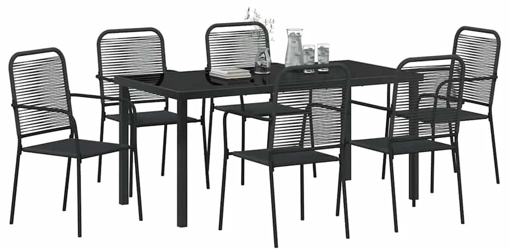 vidaXL Σέτ φαγητού για κήπο 7 pcs Μαύρο
