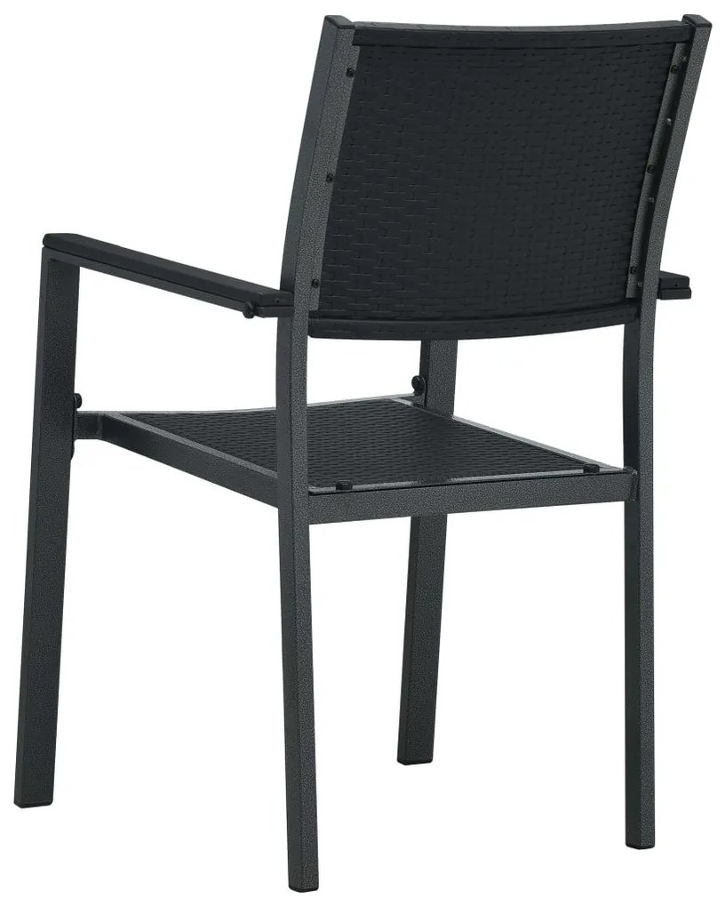 Καρέκλες Κήπου 2 τεμ. Μαύρες με Όψη Ρατάν Πλαστικές - Μαύρο