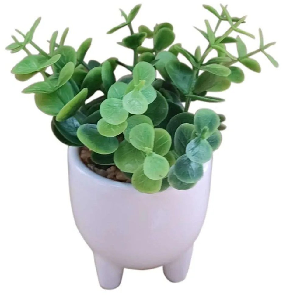 Τεχνητό Φυτό Σε Κασπώ 00.04.40048 14cm Green-White Porcelain