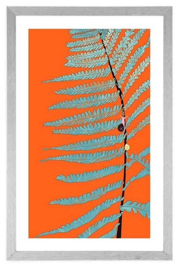 Αφίσα με παρπαστού Φύλλο σε πορτοκαλί φόντο - 20x30 white