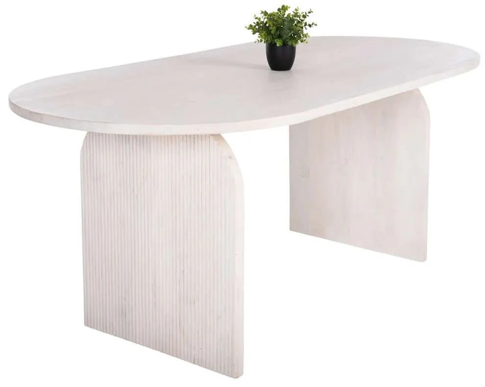Τραπέζι Τραπεζαρίας Οβάλ Honky HM9690 180,5x90,5x76cm Από Μασίφ Mango Ξύλο White Ξύλο