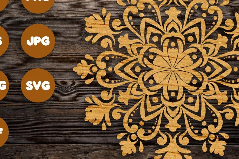 Σετ των 2 Intra απο ξύλο plywood 3mm-4mm πάχος 3D Mandala για Cricut Δίασταση 30x30 cm INTRAFABR-82627011