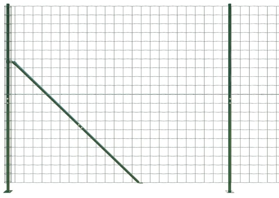 vidaXL Συρματόπλεγμα Περίφραξης Πράσινο 1,6 x 25 μ. με Βάσεις Φλάντζα