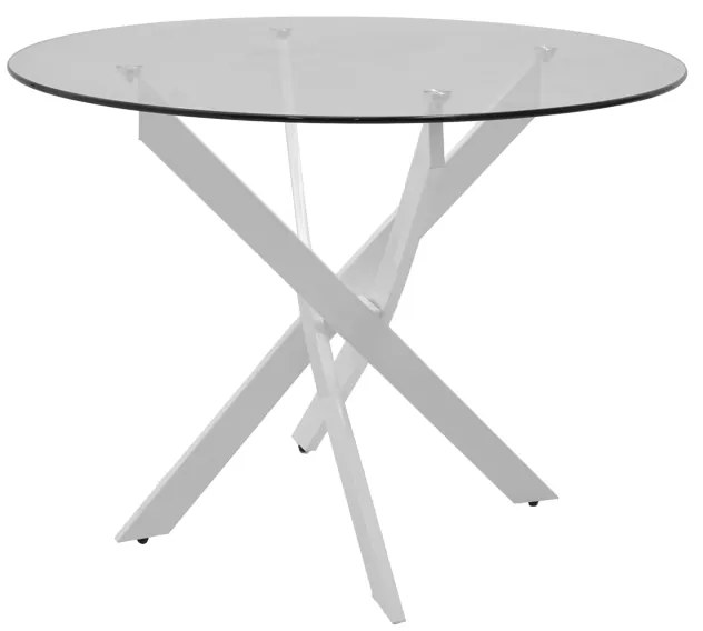 Τραπέζι Antoro pakoworld γυαλί και μεταλλικά πόδια σε λευκή απόχρωση Φ80x75εκ