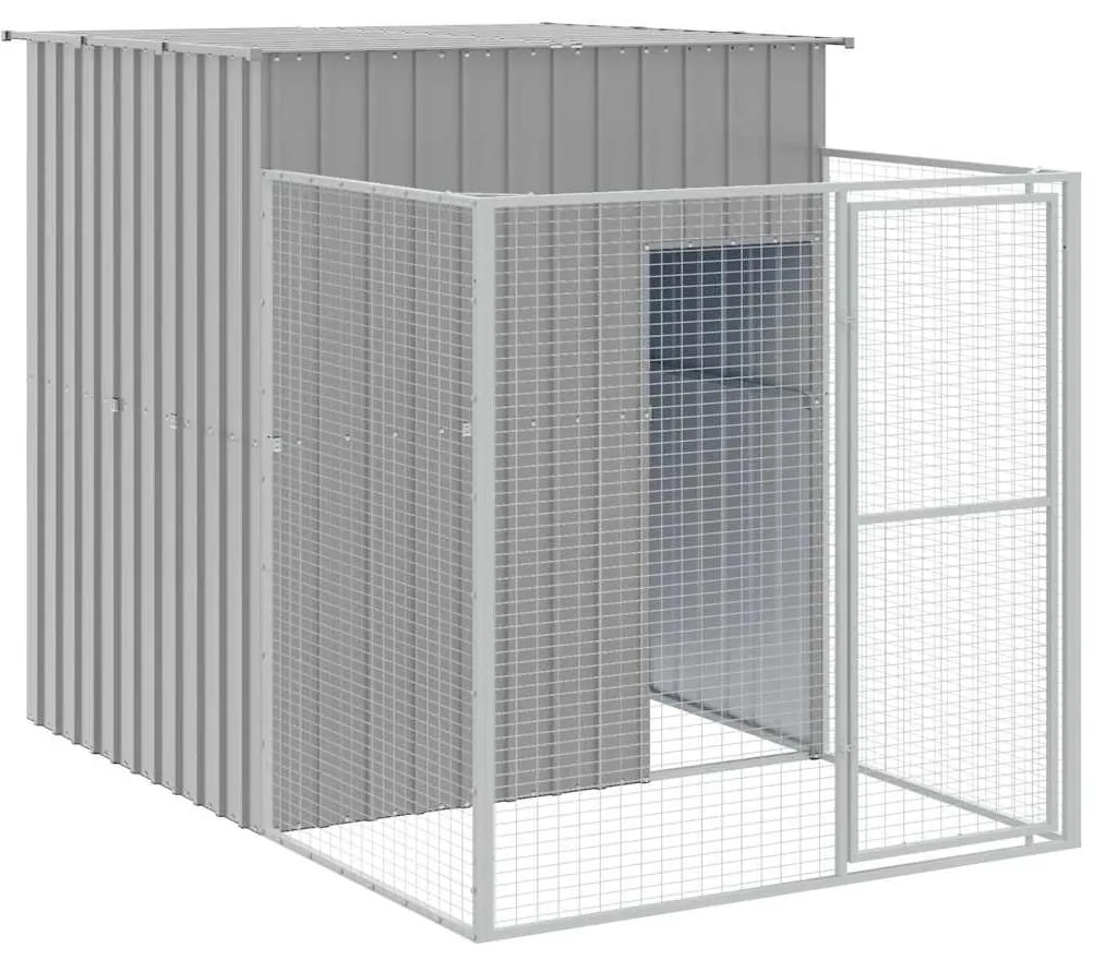 vidaXL Σπιτάκι Σκύλου με Αυλή Αν. Γκρι 165x251x181 εκ Γαλβαν. Χάλυβας