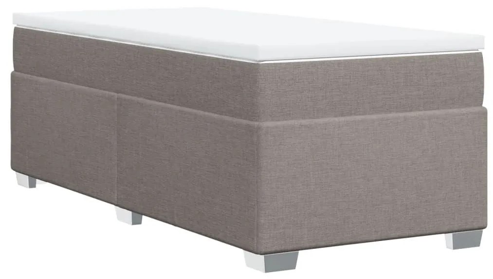 Κρεβάτι Boxspring με Στρώμα Taupe 90x200 εκ. Υφασμάτινο - Μπεζ-Γκρι