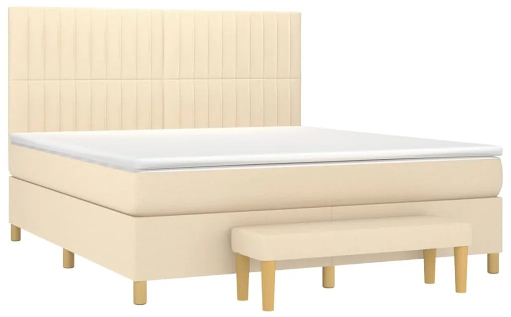 vidaXL Κρεβάτι Boxspring με Στρώμα Κρεμ 180x200 εκ. Υφασμάτινο