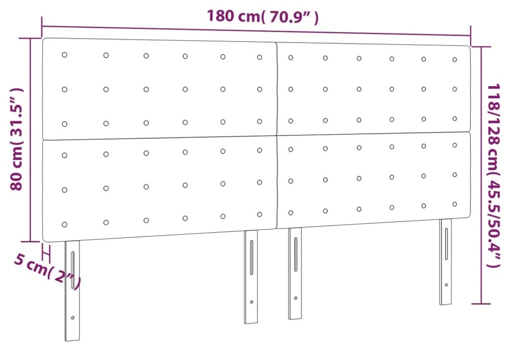 Κεφαλάρι Κρεβατιού LED Γκρι 180x5x118/128 εκ - Γκρι