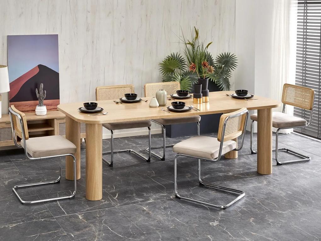 Τραπέζι Houston 1412, Δρυς, 77x100x160cm, 73 kg, Επιμήκυνση, Ινοσανίδες μέσης πυκνότητας, Φυσικό ξύλο καπλαμά | Epipla1.gr