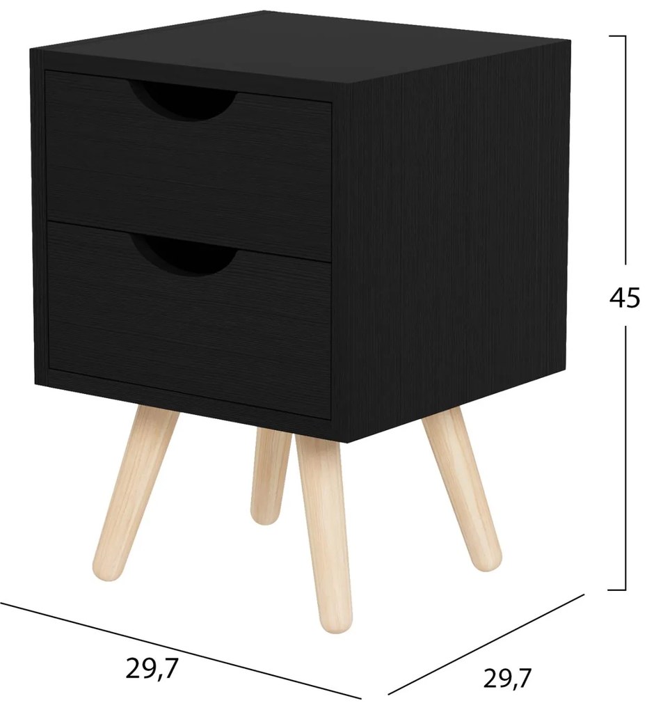 Κομοδίνο DINKL μελαμίνη - 2 συρτάρια Wenge 29,5x29,5x45Υ εκ. 29.5x29.5x45 εκ.