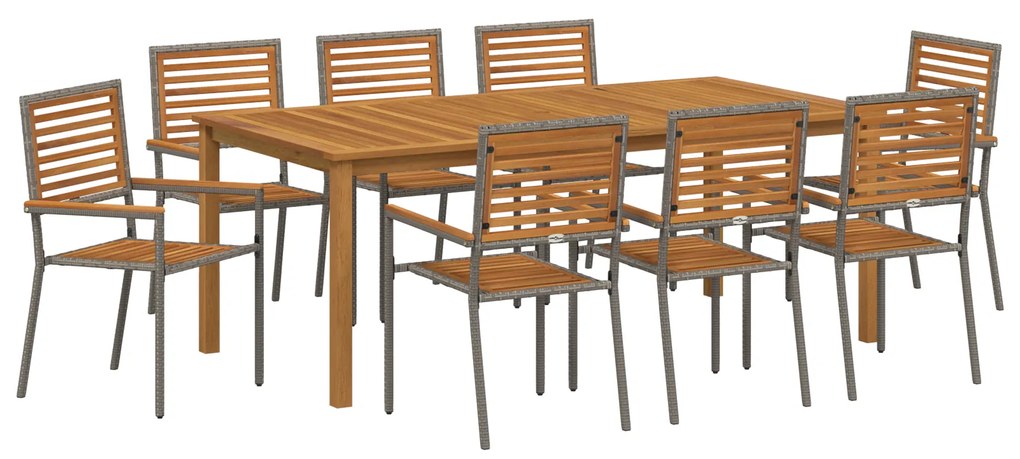 vidaXL Σετ Τραπεζαρίας Κήπου 9 pcs Γκρι 200 x 100 x 74 cm