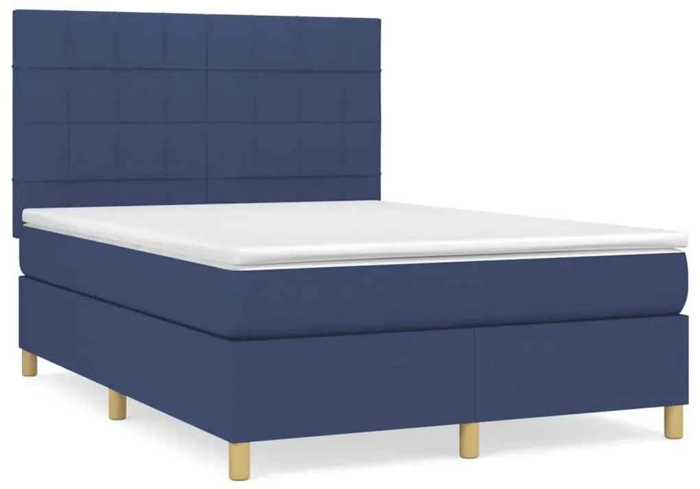 ΚΡΕΒΑΤΙ BOXSPRING ΜΕ ΣΤΡΩΜΑ ΜΠΛΕ 140X190 ΕΚ. ΥΦΑΣΜΑΤΙΝΟ 3142335