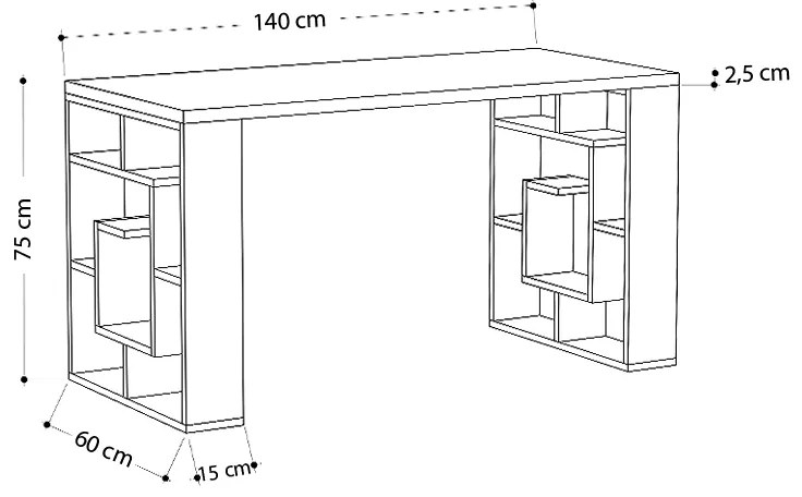 ΓΡΑΦΕΙΟ ΕΡΓΑΣΙΑΣ LABIRENT MEGAPAP ΧΡΩΜΑ ΑΝΘΡΑΚΙ - ΛΕΥΚΟ 140X60X75ΕΚ