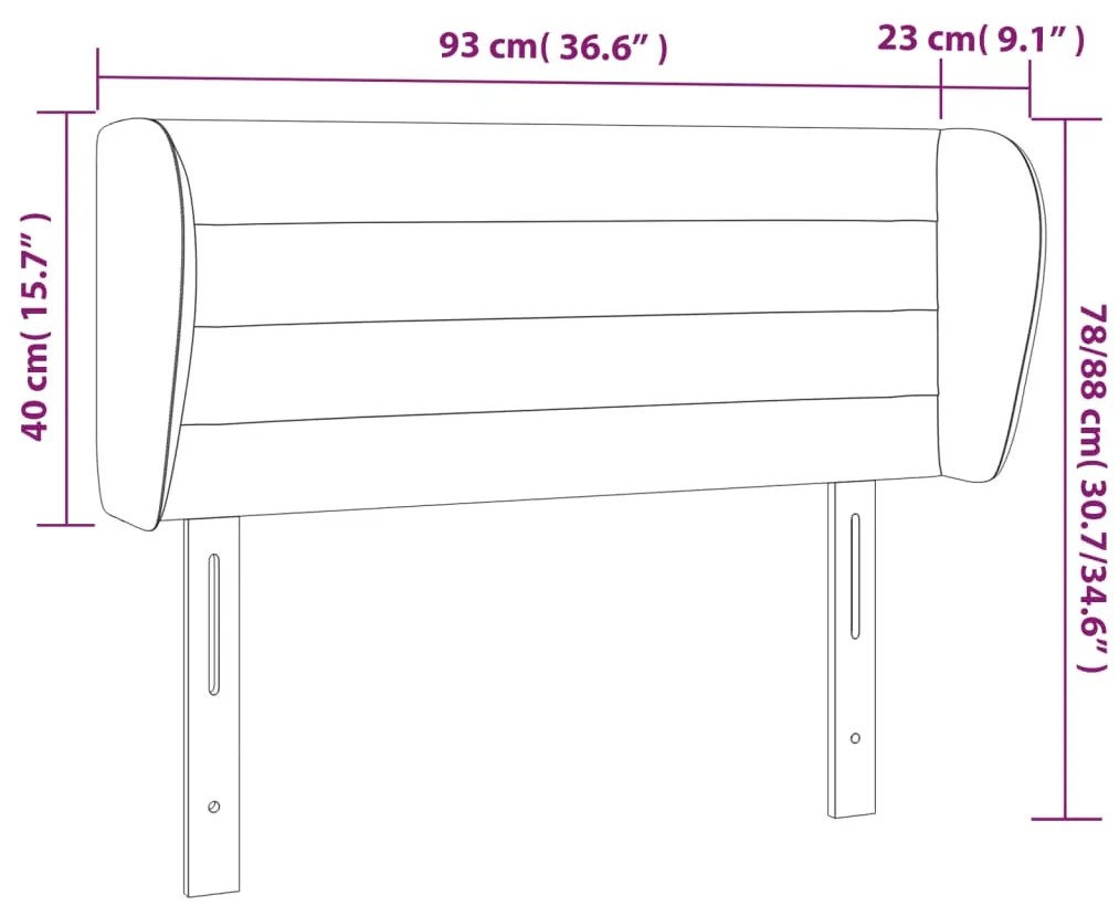 Κεφαλάρι με Πτερύγια Μαύρο 93x23x78/88 εκ. Βελούδινο 3117322