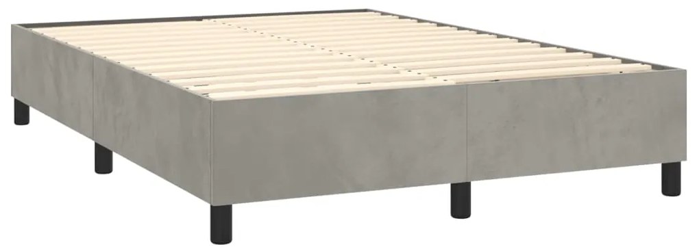 vidaXL Κρεβάτι Boxspring με Στρώμα&LED Αν. Γκρι 140x190 εκ. Βελούδινο
