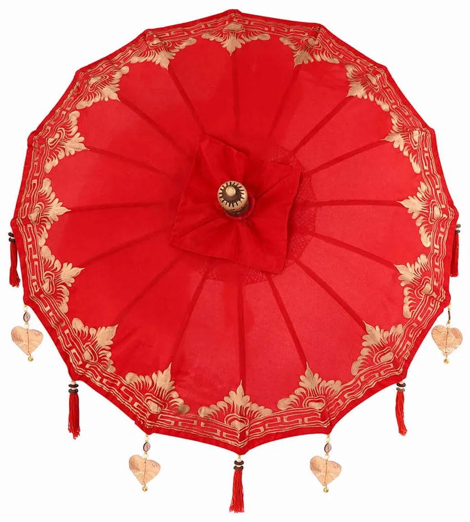 vidaXL Μπαλινέζικη ομπρέλα με βάση Κόκκινο 95 x 95 x 260 εκ. Βαμβάκι