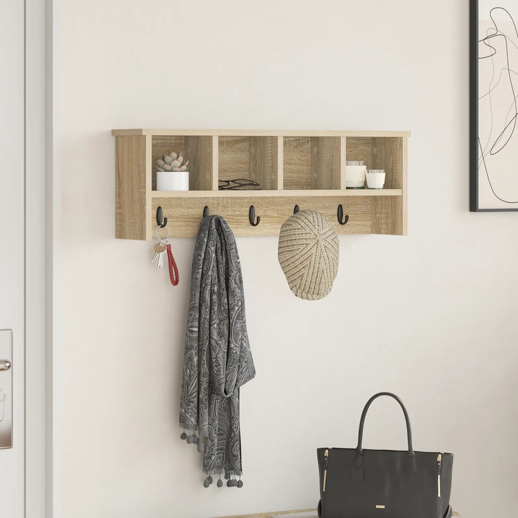 vidaXL Τοίχου Κρεμάστρα Sonoma Δρυς 75 x 16 x 26 εκ Επεξεργασμένο ξύλο