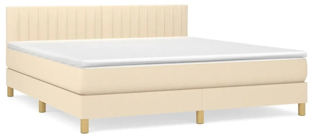 vidaXL Κρεβάτι Boxspring με Στρώμα Κρεμ 160x200 εκ. Υφασμάτινο