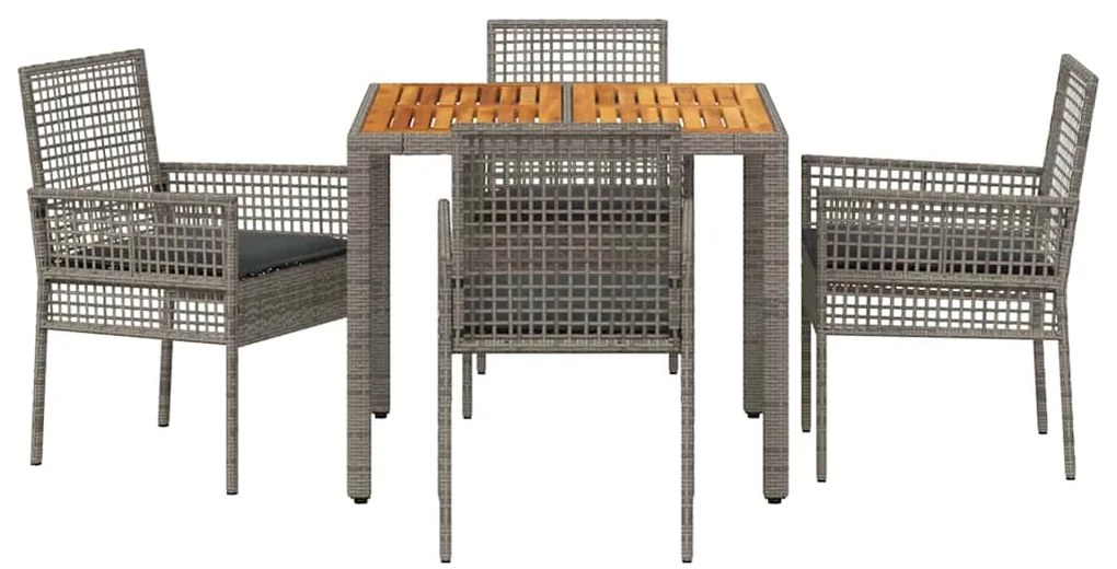 vidaXL Σέτ φαγητού για κήπο 5 pcs Γκρι συνθετικό ρατάν