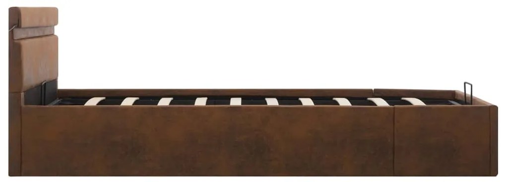 vidaXL Πλαίσιο Κρεβατιού με Αποθ. Χώρο/LED Καφέ 120x200 εκ. Ύφασμα