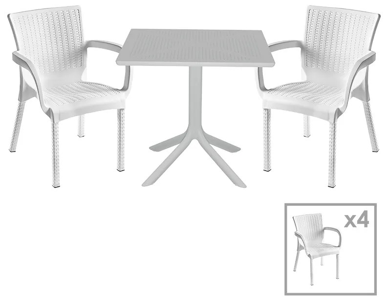 Τραπεζαρία Icon-Festive pakoworld σετ 5τεμ PP σε λευκή απόχρωση