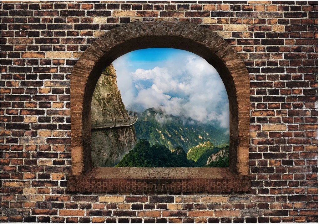 Αυτοκόλλητη φωτοταπετσαρία - Stony Window: Mountains - 294x210