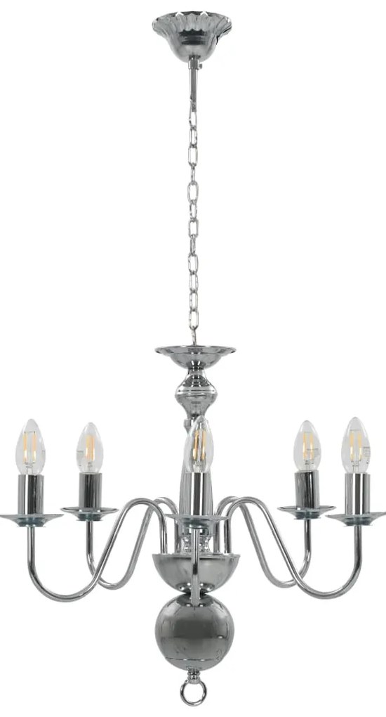 vidaXL Πολυέλαιος Ασημί με 5 Ντουί Ε14