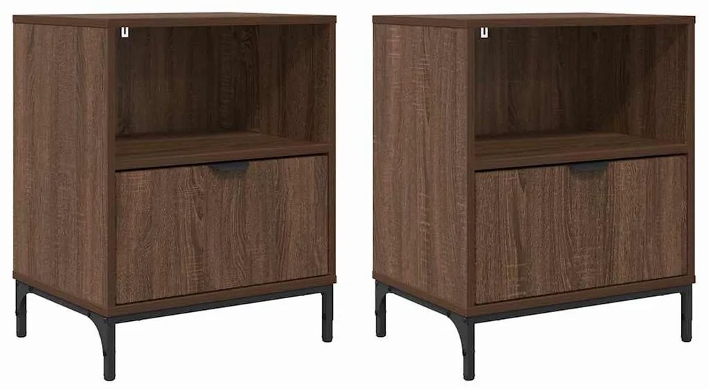 vidaXL Κομοδίνα 2 pcs Καφέ δρυς 49 x 36 x 61 εκ Επεξεργασμένο ξύλο