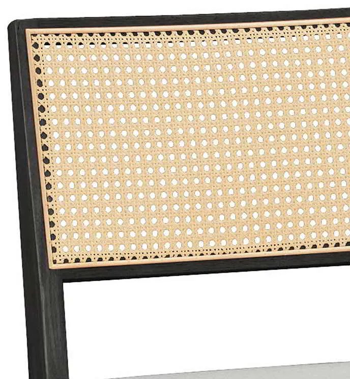 Καρέκλα Winslow pakoworld ξύλο rubberwood μαύρο-pvc rattan φυσικό-ύφασμα γκρι