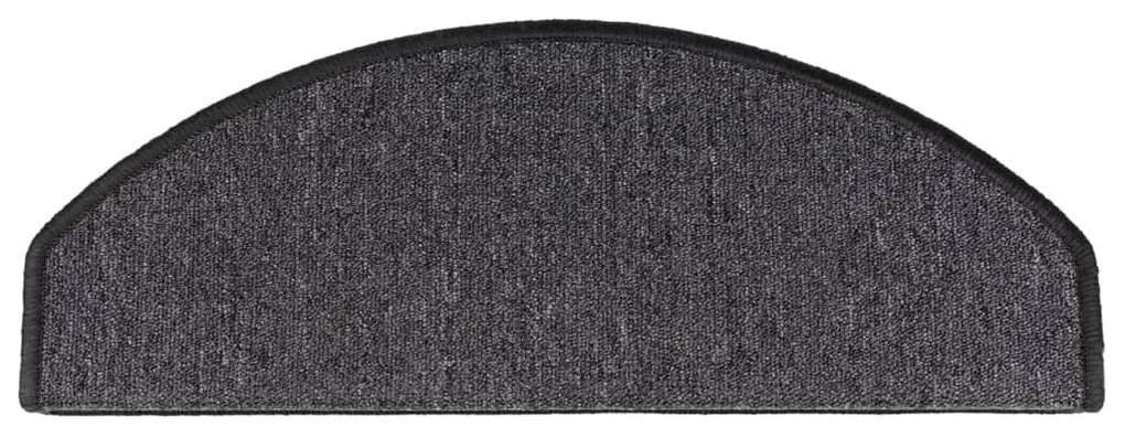vidaXL Πατάκια Σκαλοπάτια 15 τεμ. Ανθρακί 65x24x4 εκ. Ημίστρογγυλά Μεγάλα