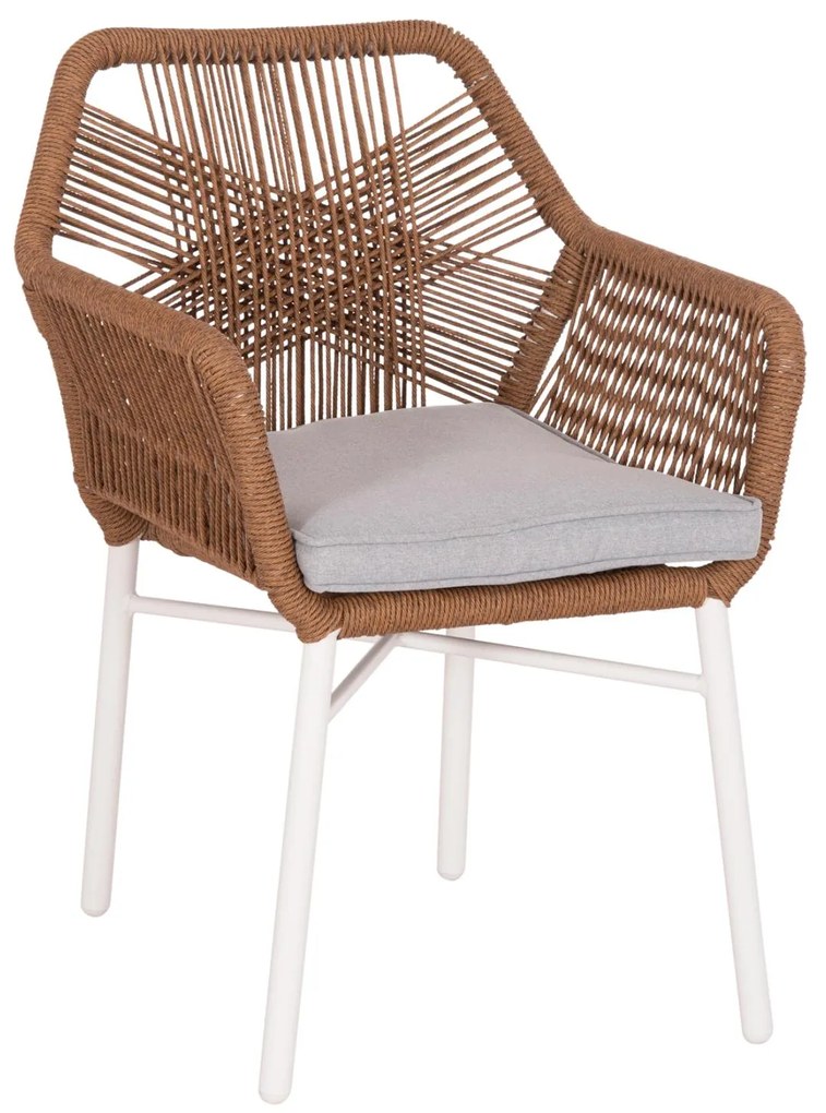 Καρέκλα - Πολυθρόνα TOPIN C6048.11 Αλουμίνιο Λευκό - Ρ.Ε. Rattan Μπέζ 59x63x81Υ εκ. 59x63x81 εκ.