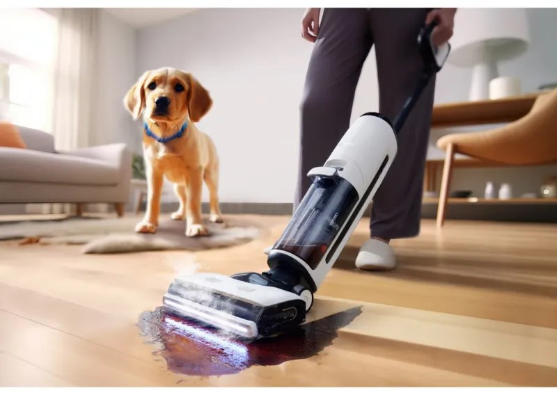 Κάθετη ηλεκτρική σκούπα Tineco Floor One S7 Steam Plus 4B1, 240W, Στεγνό/Υγρό, 0,7 l βρώμικο/0,8 l καθαρό, οθόνη LED και φωτισμός, Ατμός + στέγνωμα, Λευκό/μαύρο