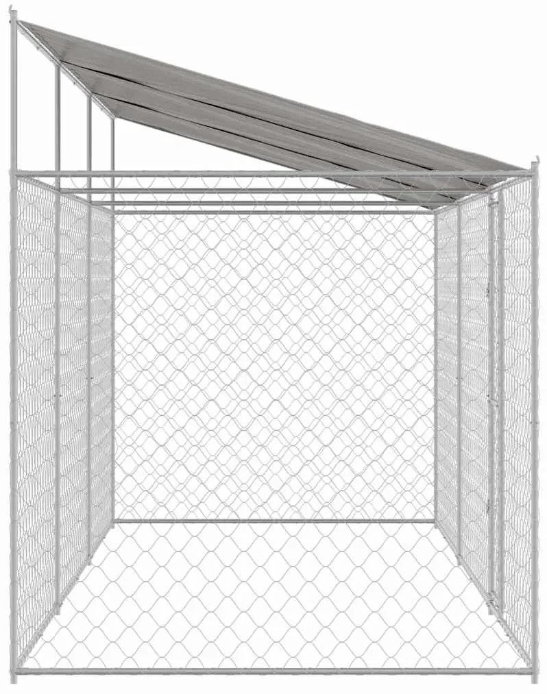 vidaXL Κλουβί σκύλου Ασημί 600 x 200 x 256 εκ. Επικαλυμμένος Χάλυβας