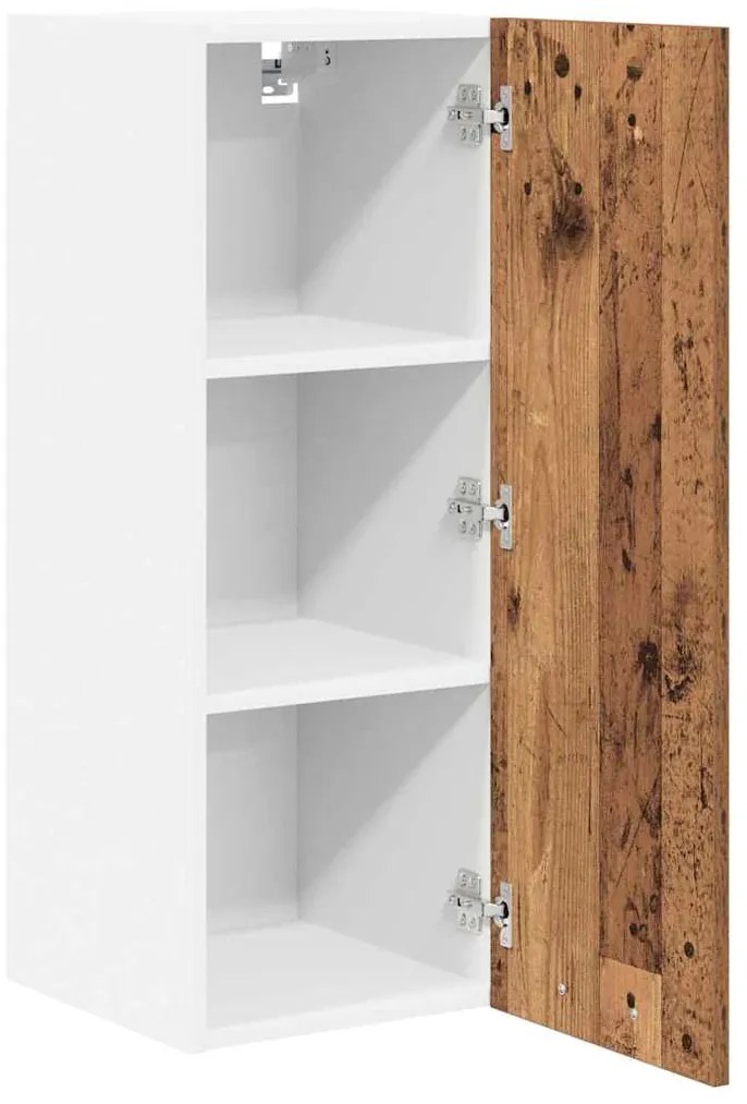 vidaXL Κρεμαστό ντουλάπι με πόρτα Riga 2 pcs Παλαιό Ξύλο και Λευκό