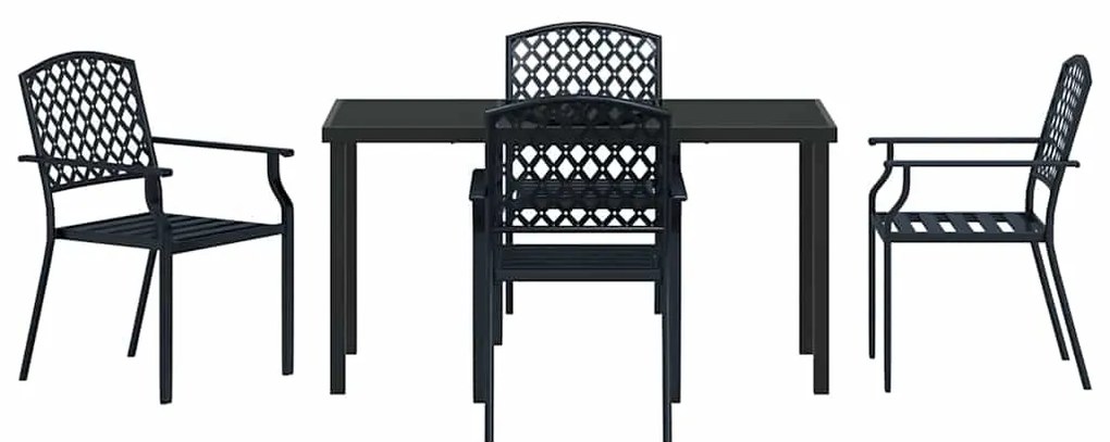 vidaXL Σέτ φαγητού για κήπο 5 pcs Ανθρακί Χάλυβας με επίστρωση πούδρας