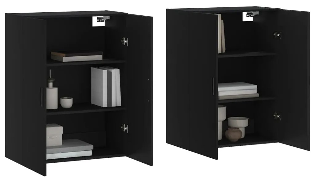 vidaXL Ντουλάπια Τοίχου 2 τεμ. Μαύρα 69,5 x 34 x 90 εκ.